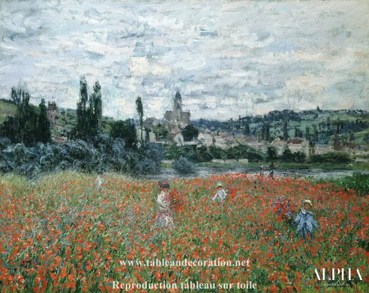 Champ de coquelicots près de Vétheuil - Tableau Monet - Reproductions de tableaux et peintures haut de gamme