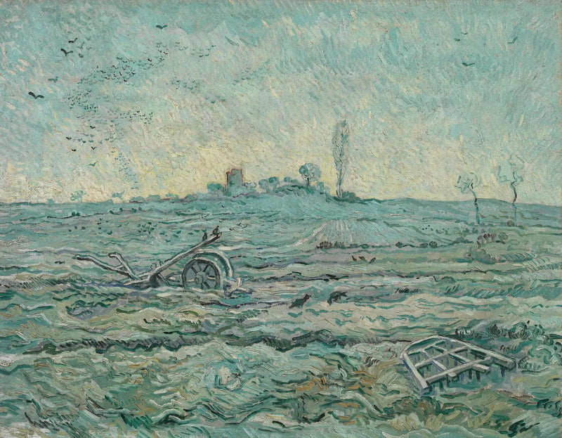 Snötäckt fält med harv - Vincent van Gogh