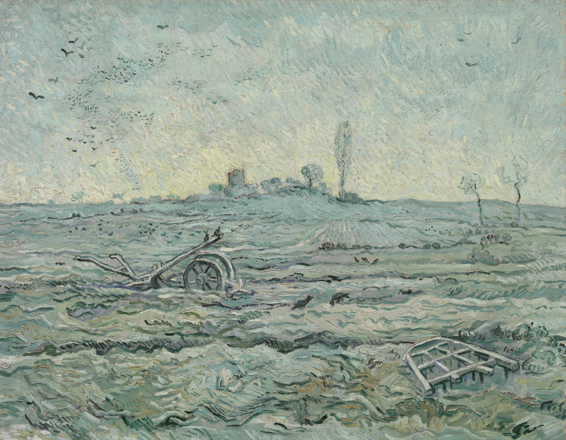 Snötäckt fält med harv - Vincent van Gogh