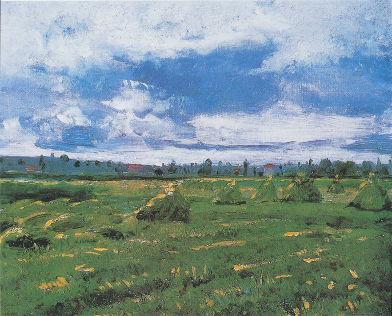 Veteåkrar med högar - Vincent van Gogh