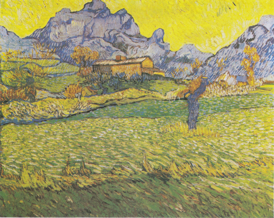 Veteåker i ett bergigt landskap - Vincent van Gogh