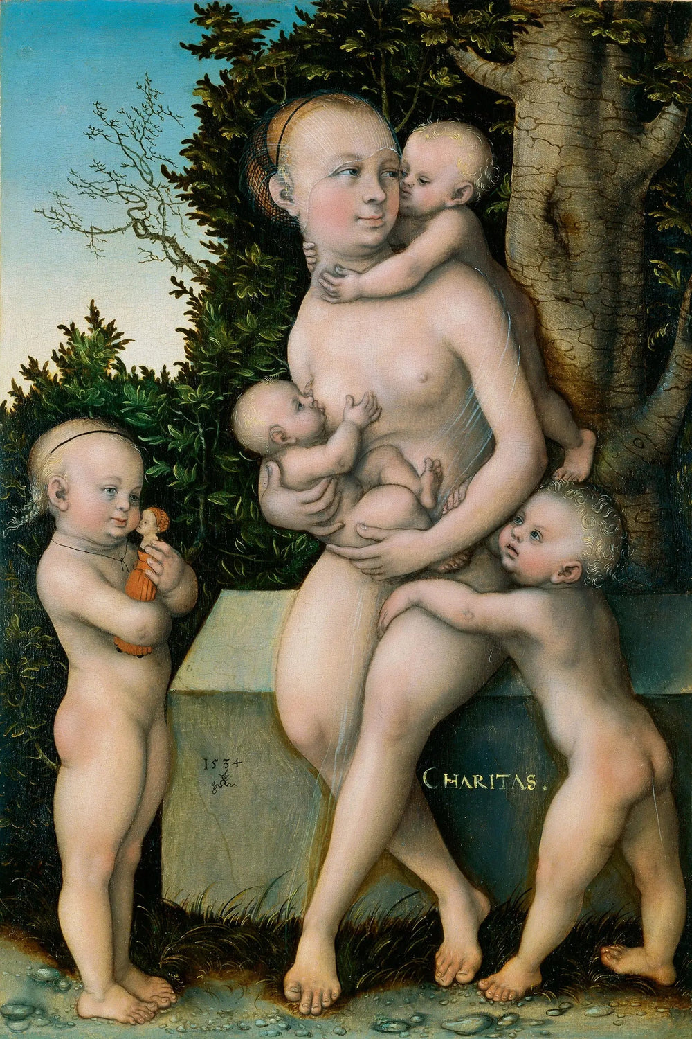 Charité - Lucas Cranach the Elder image 1 reproduction artisanale de tableau