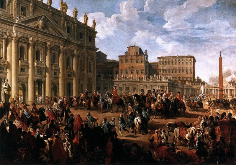 Charles de Bourbon som besöker Peterskyrkan - Giovanni Paolo Panini