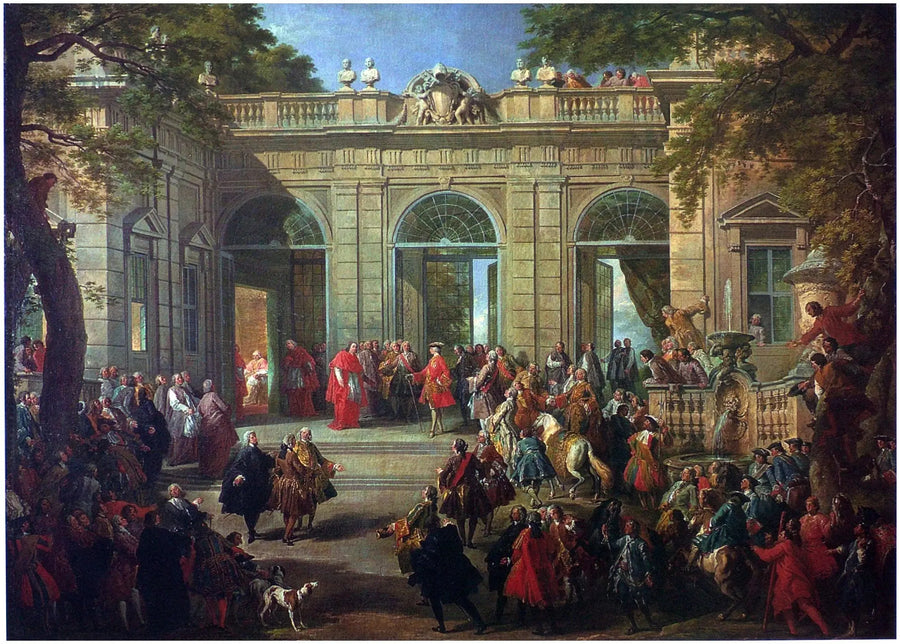 Charles de Bourbon som besöker påven Benedikt XIV på Café du Quirinal - Giovanni Paolo Panini