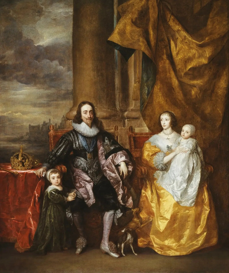 Karl I och Henriette Marie med sina två äldsta barn, prins Charles och prinsessan Mary - Antoine van Dyck