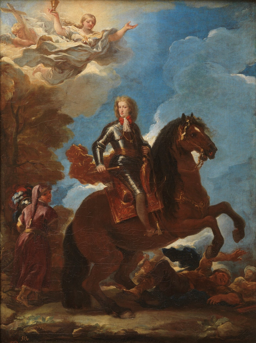 Charles II, kung av Spanien, till häst - Luca Giordano