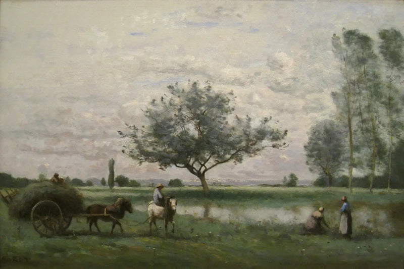 Höskulle längs en flod - Jean-Baptiste Camille Corot