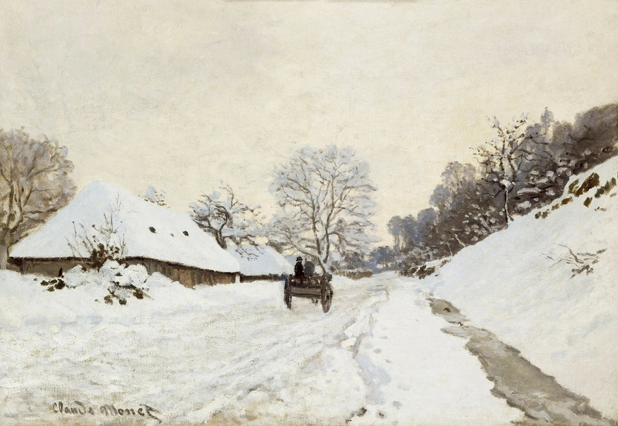 La Charrette, väg under snön i Honfleur W50 - Claude Monet