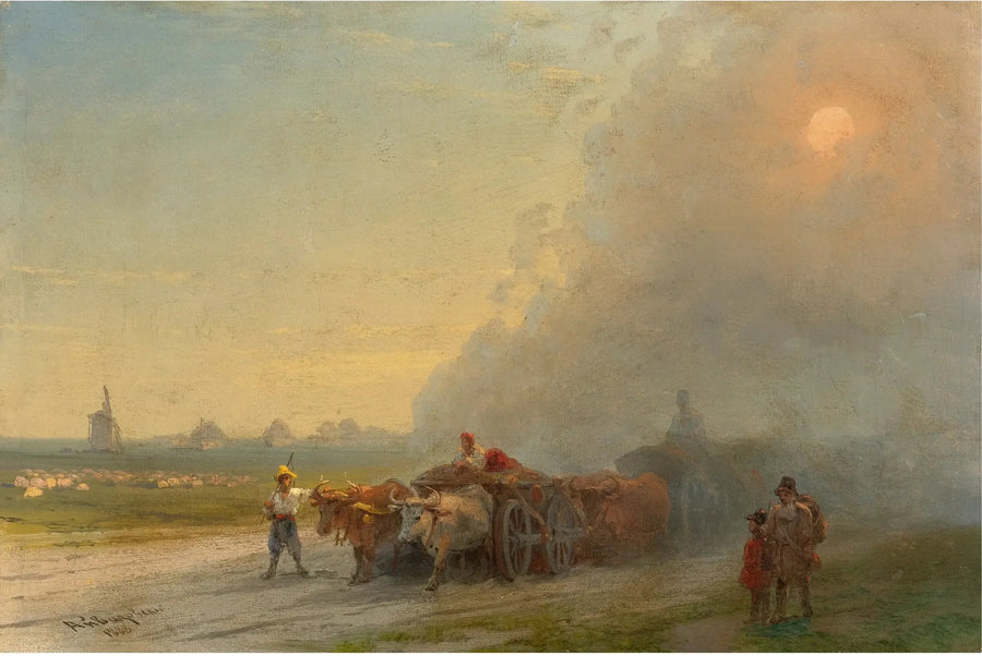 Oxdragare i den ukrainska stäppen - Ivan Aivazovskij
