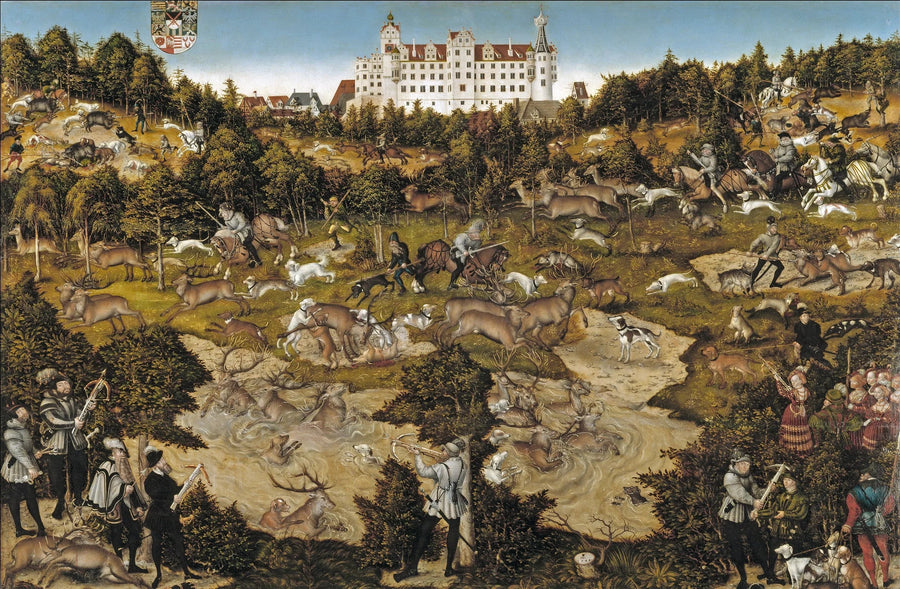Jakt på Torgau-slottet till ära av Karl V - Lucas Cranach den äldre