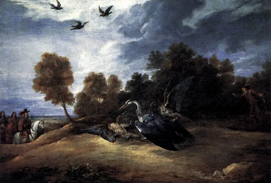 Jakt på häger med ärkehertig Leopold-Gustav - David Teniers den yngre