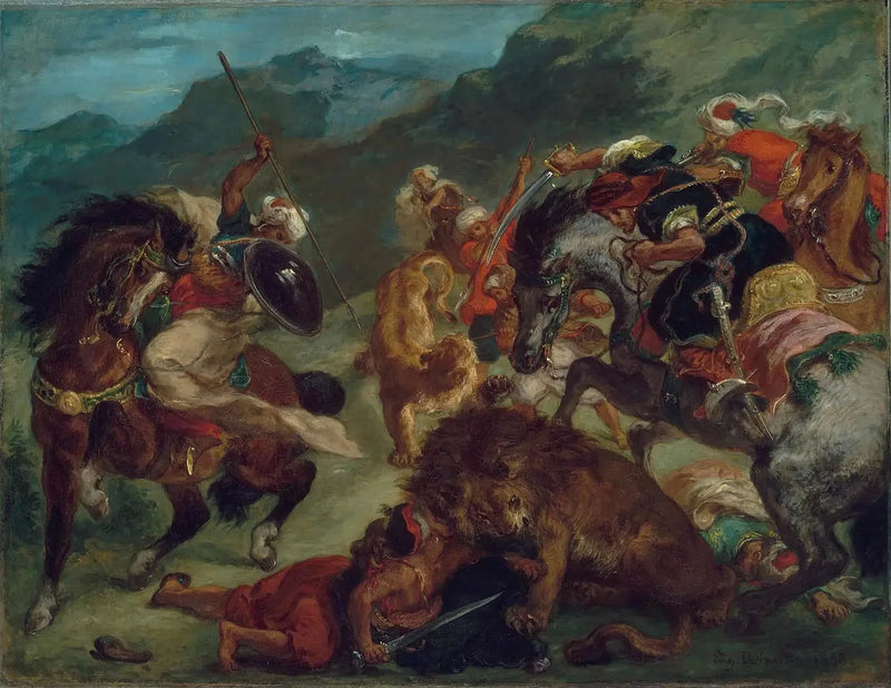 Lejonjakt - Eugène Delacroix