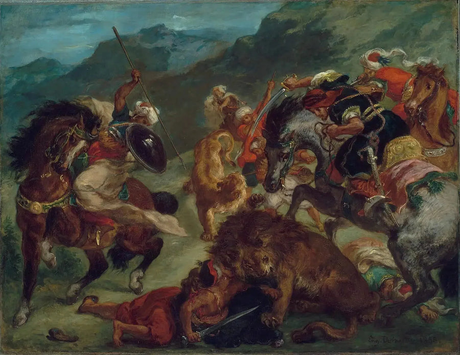 Lejonjakt - Eugène Delacroix