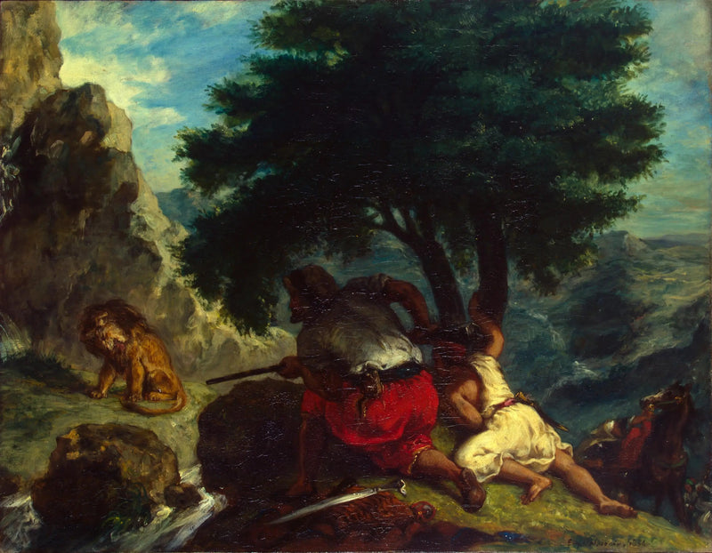 Lejonjakt i Marocko - Eugène Delacroix