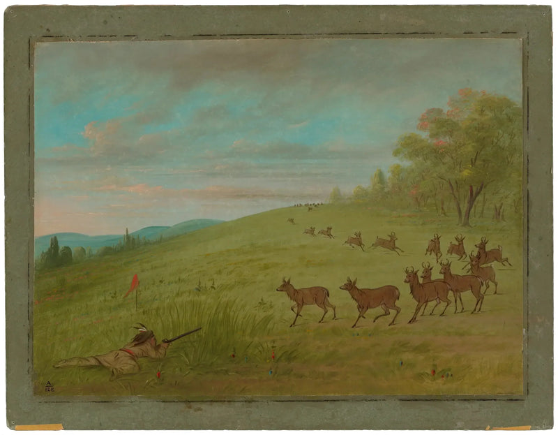 Jakt på antiloper - Assinneboine - George Catlin