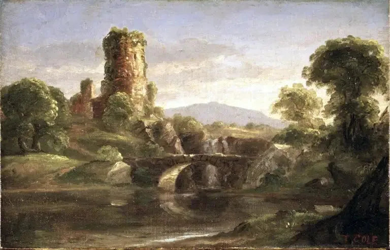 Ruinstad slott och flod - Thomas Cole