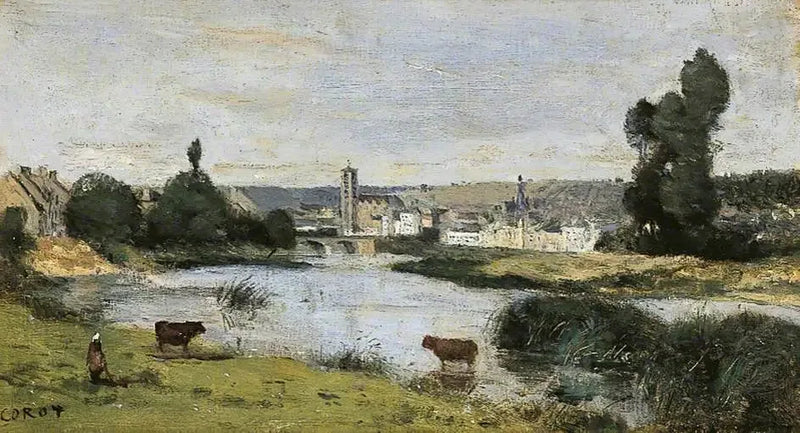 Château-Thierry. Översikt med Saint-Crépin-tornet - Jean-Baptiste Camille Corot