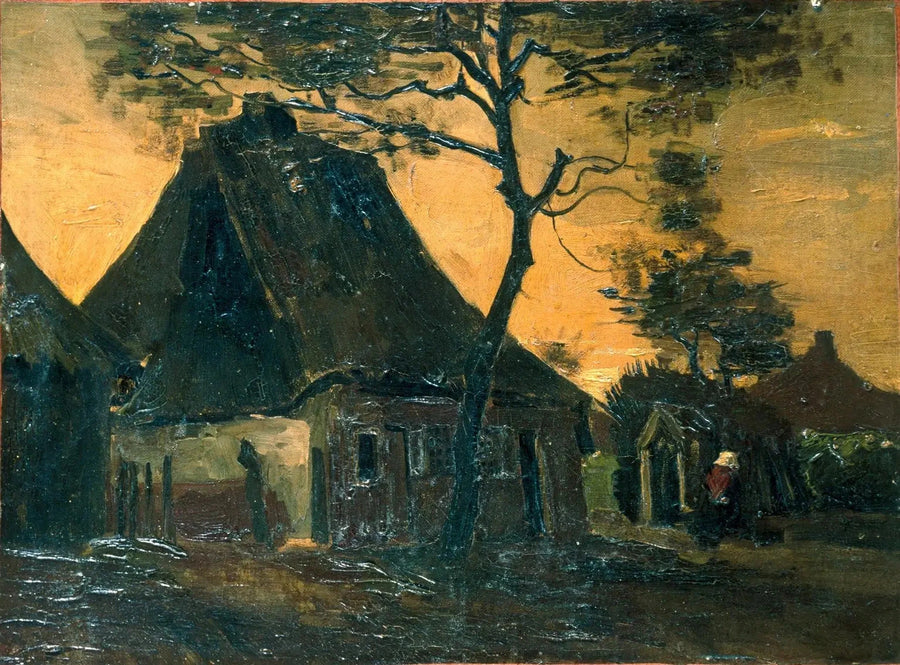 Trädkantad stuga - Vincent van Gogh
