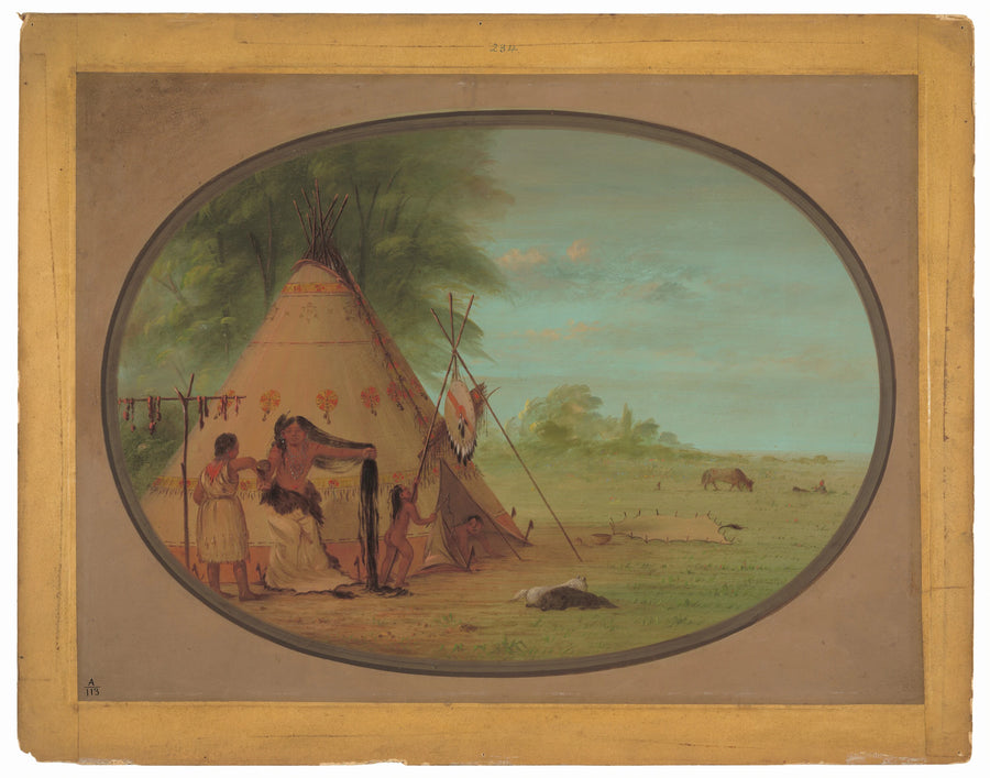 Un chef corbeau à sa toilette - George Catlin