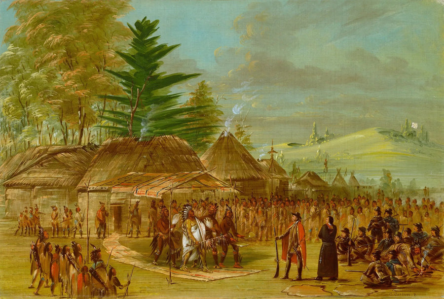 Chef för Indierna Taensa som tar emot La Salle. 20 mars 1682 - George Catlin