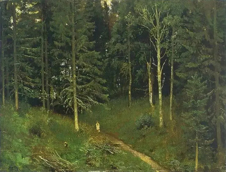 Väg genom skogen (granträdsskog) - Ivan Chichkine