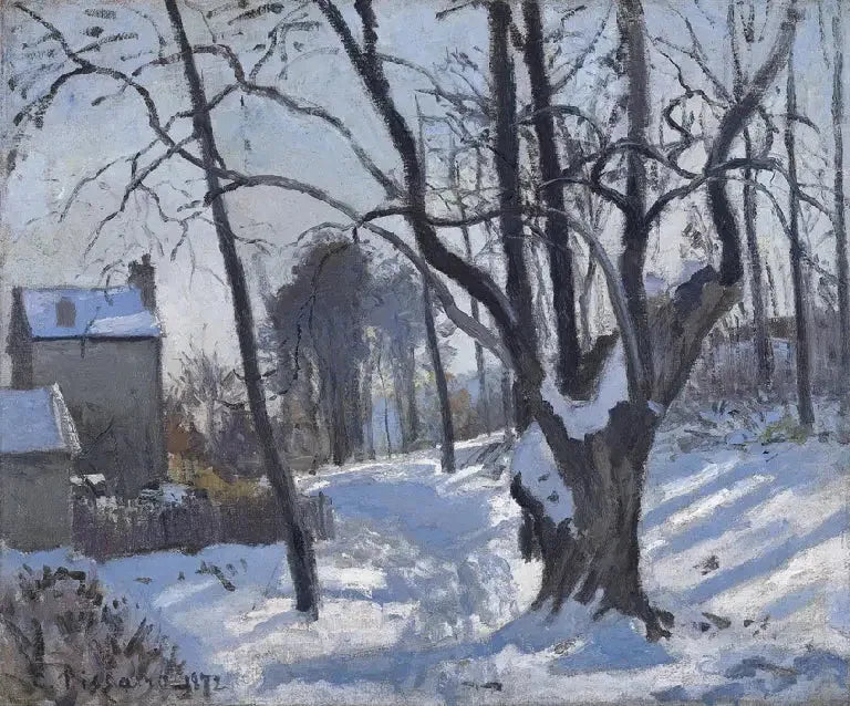 Creuxvägen, Louveciennes, snö - Camille Pissarro