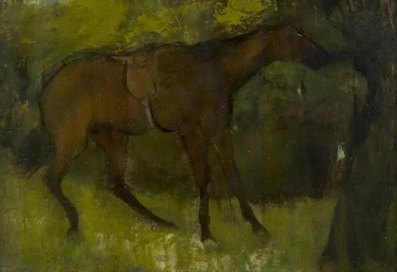 Häst bunden vid ett träd - Edgar Degas