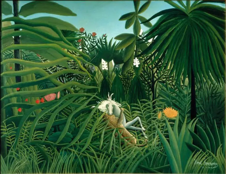 Häst attackerad av en jaguar - Henri Rousseau