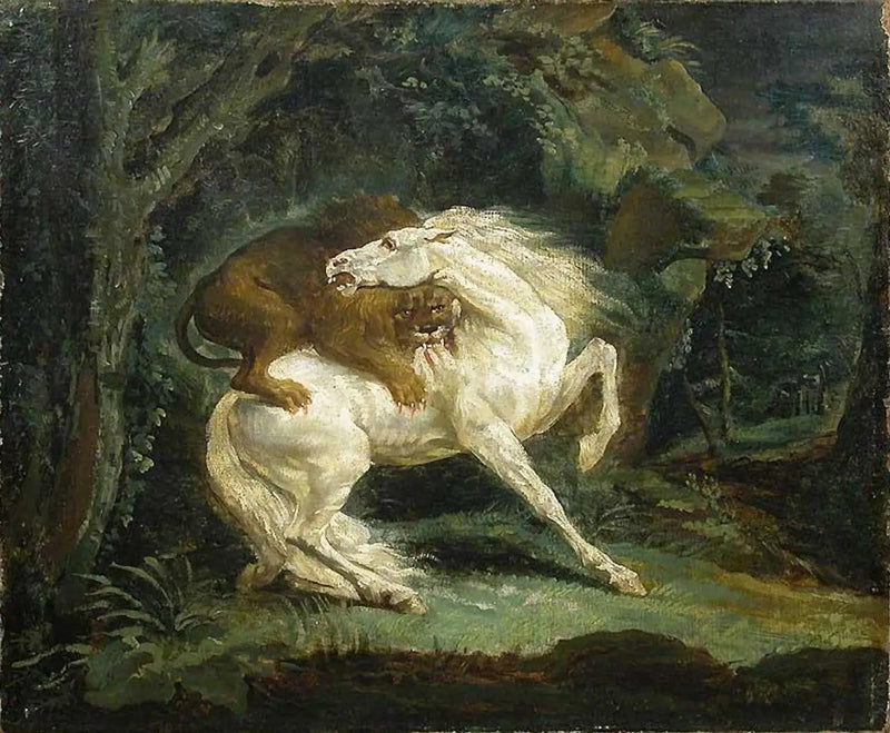 Häst attackerad av ett lejon - Théodore Géricault