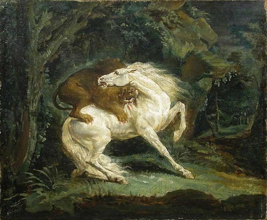Häst attackerad av ett lejon - Théodore Géricault