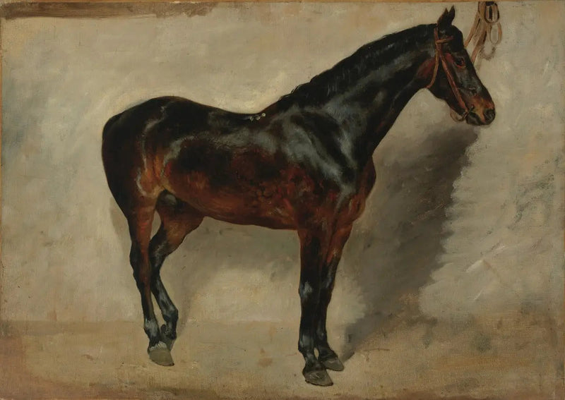Brun häst vid betsel - Eugène Delacroix