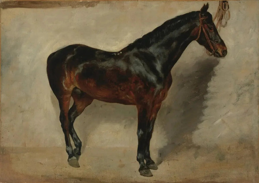 Brun häst vid betsel - Eugène Delacroix