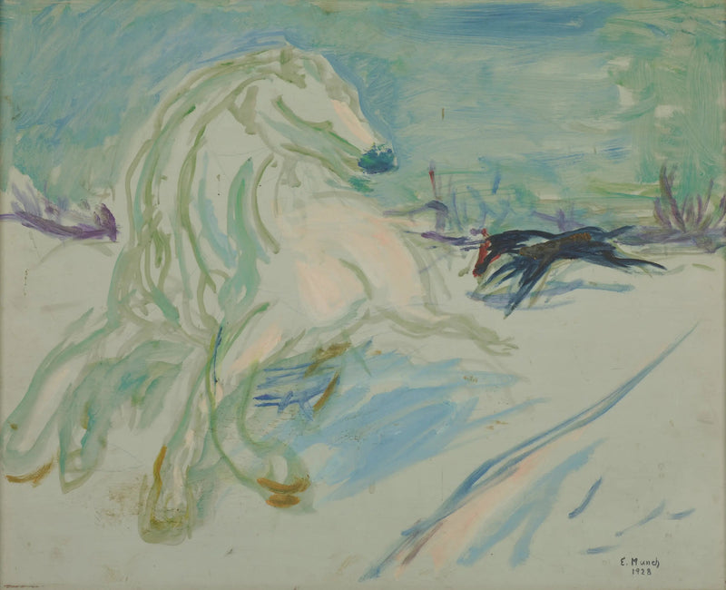 Vit häst i galopp - Edvard Munch