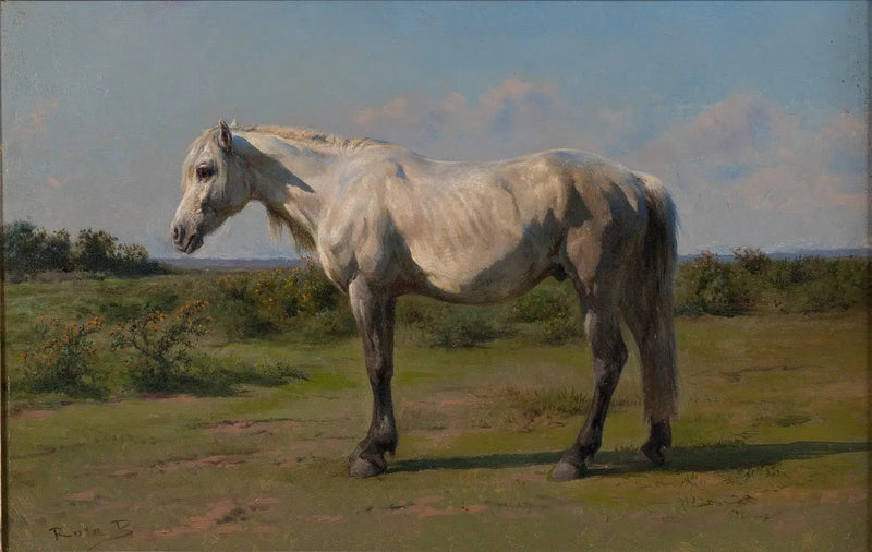 Vit häst på en äng - Rosa Bonheur