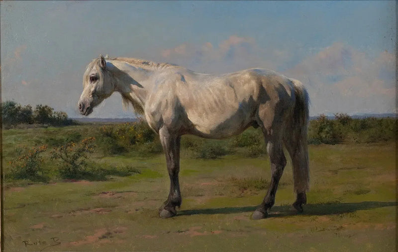 Vit häst på en äng - Rosa Bonheur