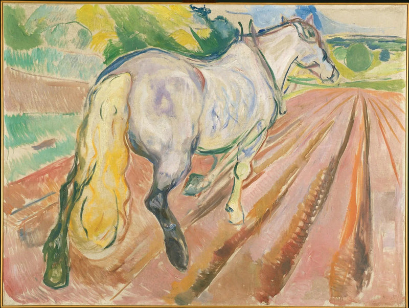 Vit häst sedd bakifrån - Edvard Munch
