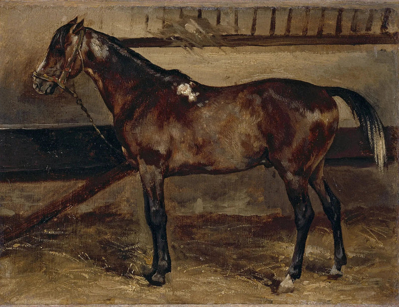 Brun häst i stallet - Théodore Géricault