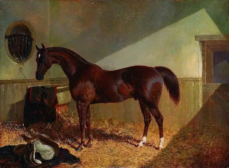 Brun häst i en stall - John Frederick Herring, Sr.