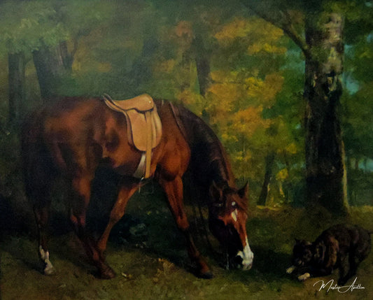 Cheval dans la forêt - Gustave Courbet - Reproductions de tableaux et peintures haut de gamme