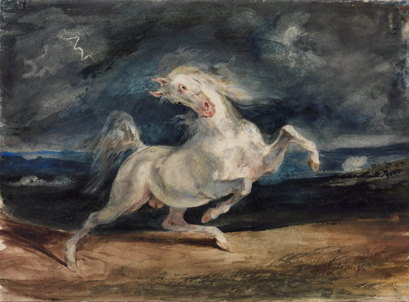 Skrämd häst av åskan - Eugène Delacroix