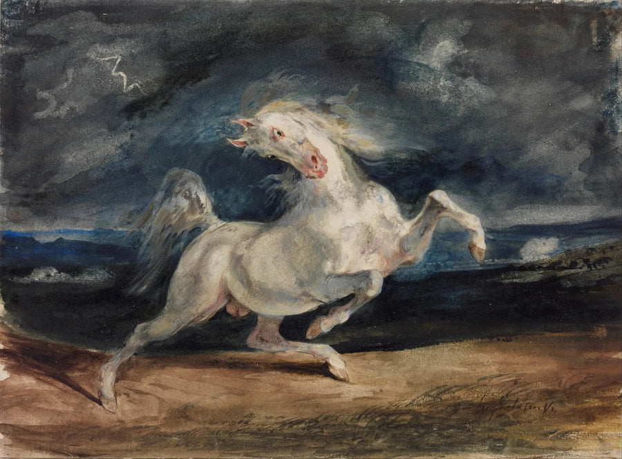 Skrämd häst av åskan - Eugène Delacroix