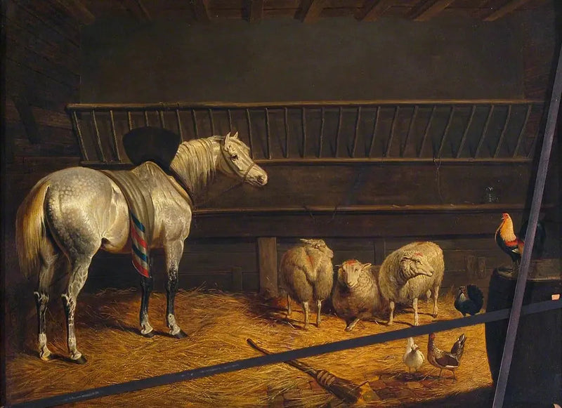 Grå häst i en stalla - John Frederick Herring, Sr.