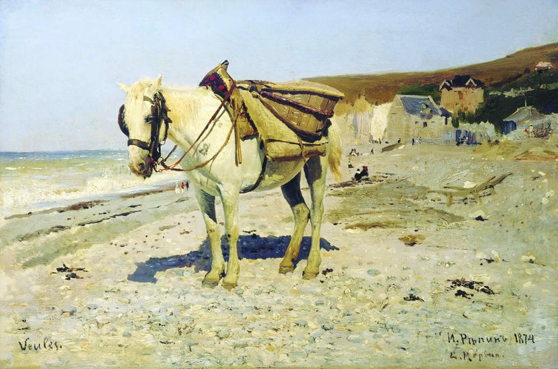 Häst för insamling av småsten i Veules-les-Roses - Ilya Repin