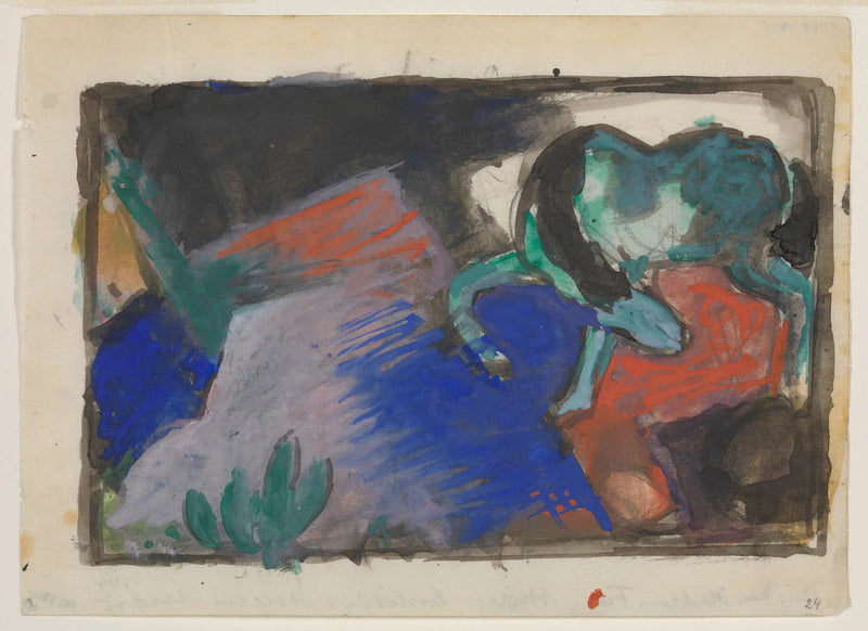 Grön häst i ett landskap - Franz Marc