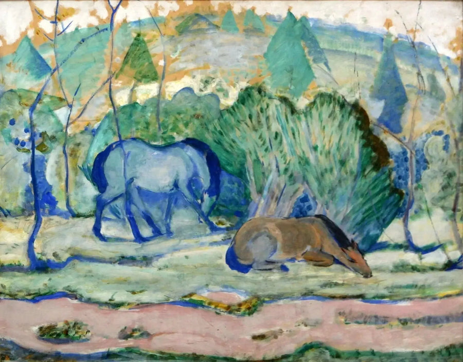 Hästar på bete - Franz Marc