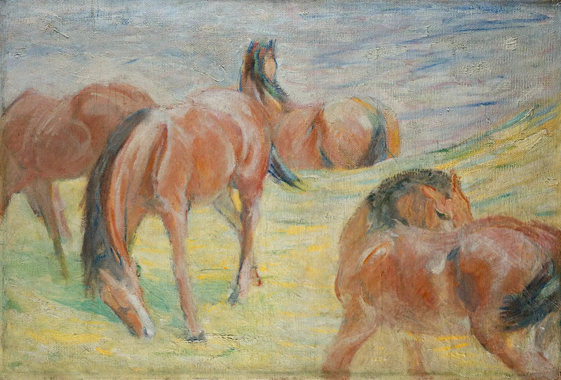 Hästar på bete I - Franz Marc
