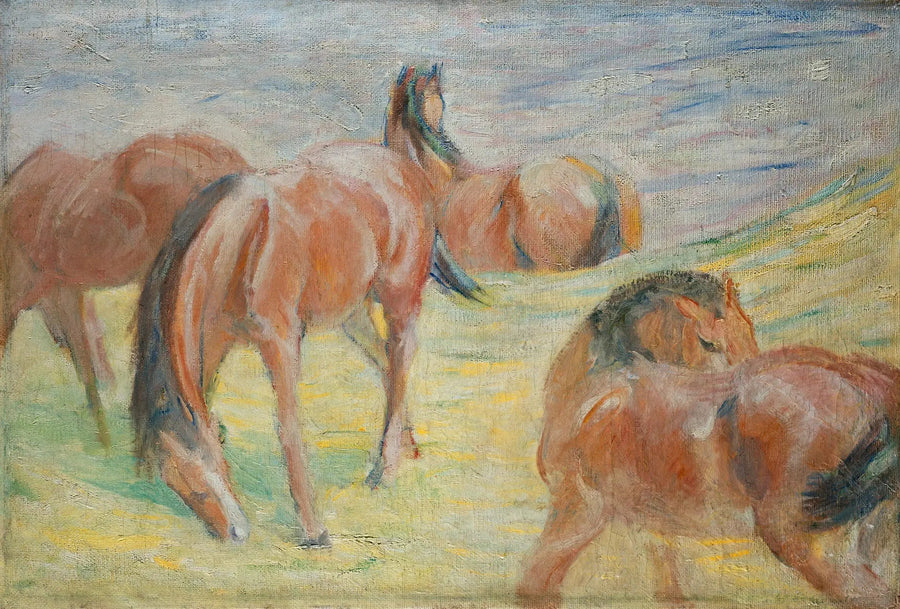 Hästar på bete I - Franz Marc