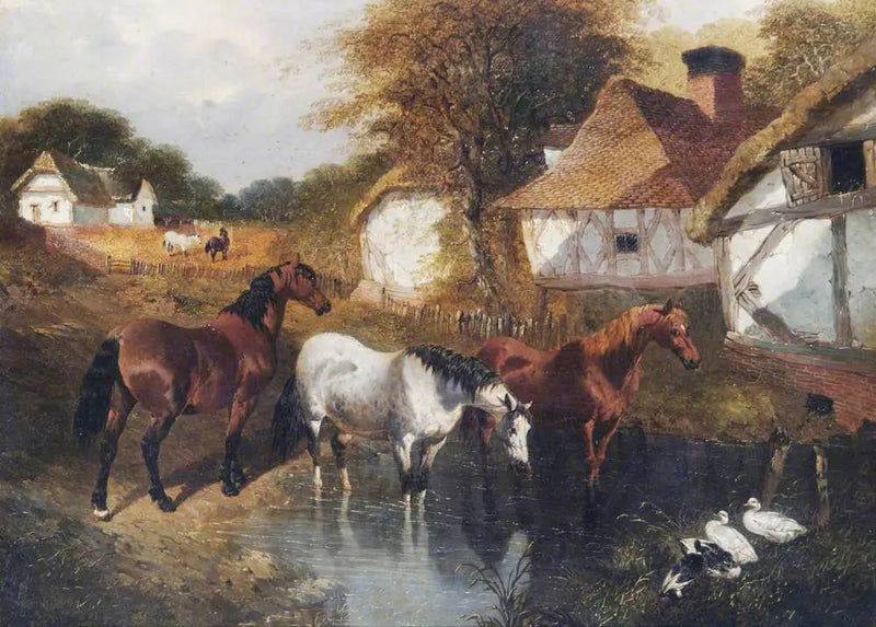 Hästar i ett hörn av en gård - John Frederick Herring, Sr.