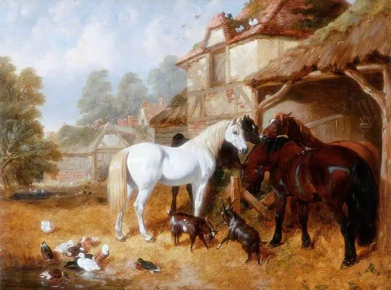 Hästar i en gårdsplan - John Frederick Herring, Sr.