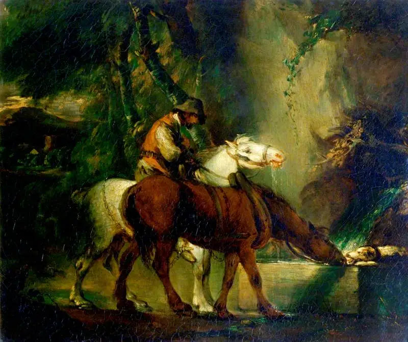 Draghästar vid en vattenhink - Thomas Gainsborough